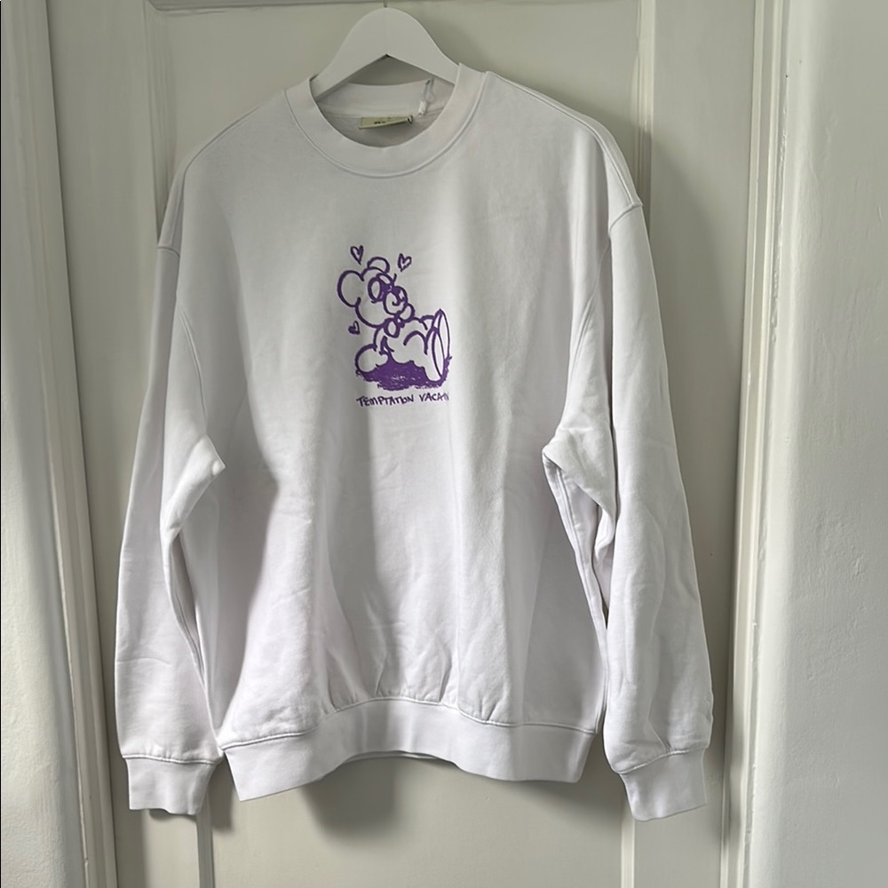 TEMPTATION VACATION White Sweatshirt with Purple Bear